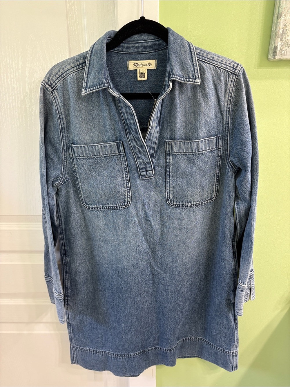 Madewell Light Wash Denim Tunic Shirt Dress
